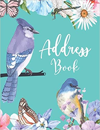 تحميل Address Book: Large Print Phone Book &amp; Addresses Book with Tabs, Flower and Bird Design