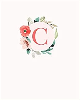 indir C: 110 Dot-Grid Pages | Monogram Journal and Notebook with a Classic Light Pink Background of Vintage Floral Roses in a Watercolor Design | ... Journal | Monogramed Composition Notebook
