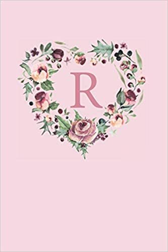 indir R: Pink Monogram Sketchbook | 110 Sketchbook Pages (6 x 9) | Soft Pink Roses and Peonies in a Watercolor Heart Shaped Wreath Monogram Sketch Notebook ... Letter Journal | Monogramed Sketchbook