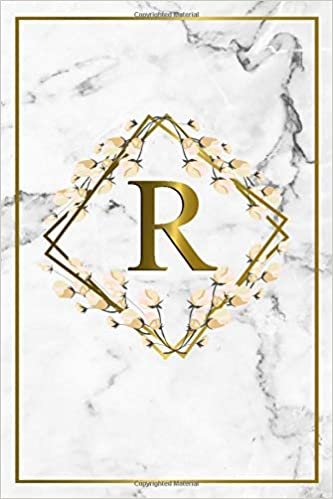 R: Elegant Marble & Gold Monogram Initial Letter R Blank Dot Grid Bullet Notebook for Women & Girls - Cute Personalized Floral Journal & Diary with Dot Gridded Pages. indir