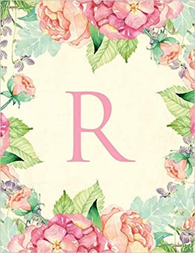 indir R: Traditional watercolor, stylish, decorative and simple floral capital letter monogram lined notebook, pretty, cute and suitable for women and ... 100 college ruled pages 8.5 x 11 size.