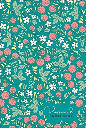 Password Notebook: 4x6 Login Journal Organizer Mini with A-Z Alphabetical Tabs Printed | Flower with Raspberry Design Teal indir