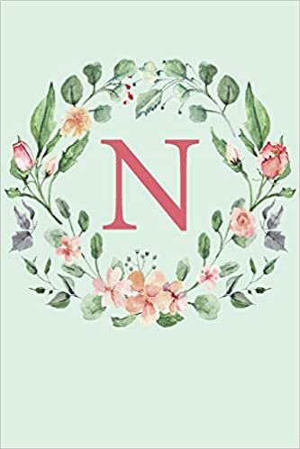 indir N: A Mint Green Floral Wreath Monogram Sketchbook | 110 Sketchbook Pages (6 x 9) | Floral Watercolor Monogram Sketch Notebook | Personalized Initial Letter Journal | Monogramed Sketchbook