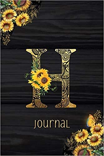 indir H Journal: Sunflower Journal, Monogram Letter H Blank Lined Diary with Interior Pages Decorated With More Sunflowers.