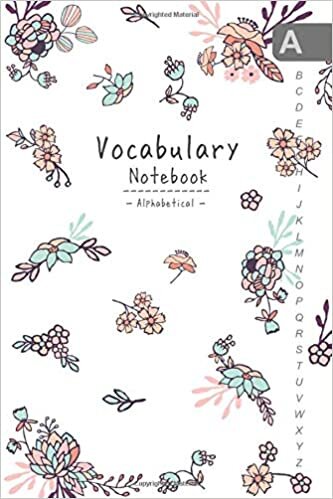 indir Vocabulary Notebook Alphabetical: 4x6 Notebook 2 Columns Mini with A-Z Tabs Printed | Small Word Journal | Pastel Flower Design White