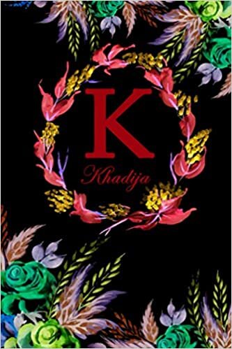 K: Khadija: Khadija Monogrammed Personalised Custom Name Daily Planner / Organiser / To Do List - 6x9 - Letter K Monogram - Black Floral Water Colour Theme indir