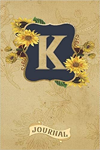 indir K Journal: Vintage Sunflowers Journal Monogram Initial K Lined and Dot Grid Notebook | Decorated Interior