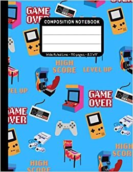 Composition Notebook: Retro Gaming~ Wide Ruled Line 110 Pages ~ 8.5" x 11" indir