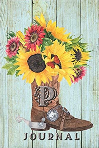 indir P: Journal: Sunflower Journal Book, Monogram Initial P Blank Lined Diary with Interior Pages Decorated With Sunflowers.