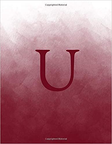 indir U: Monogram Initial U Notebook for Women and Girls-Ombre Burgundy Watercolor-120 Pages 8.5 x 11