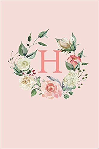 indir H: A Soft Pink Floral Wreath Monogram Sketchbook | 110 Sketchbook Pages (6 x 9) | Floral Watercolor Monogram Sketch Notebook | Personalized Initial Letter Journal | Monogramed Sketchbook