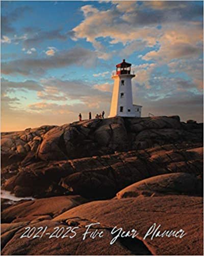 2021-2025 Five Year Planner: Beautiful Coastal Lighthouse Family Travel Design Cover. Simple to Use 60 Month Calendar and Log Book. Business Team Time Management Plan, Agile Sprint, Financial, Medical Appointment, Social Media, Marketing Schedule.