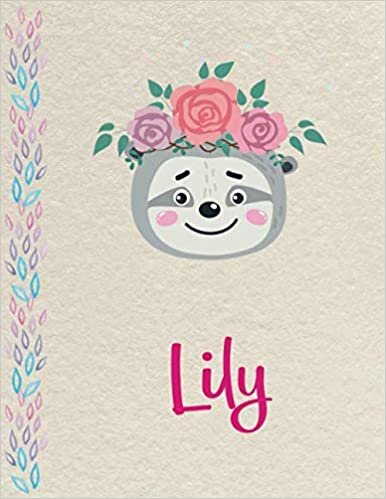 indir Lily: Personalized Sloth Primary Composition Notebook for girls with pink Name: handwriting practice paper for Kindergarten to 2nd Grade Elementary ... composition books k 2, 8.5x11 in, 110 pages )