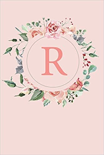 indir R: A Soft Pink Floral Wreath Monogram Sketchbook with Roses and Peonies | 110 Sketchbook Pages (6 x 9) | Floral Watercolor Monogram Sketch Notebook | ... Letter Journal | Monogramed Sketchbook