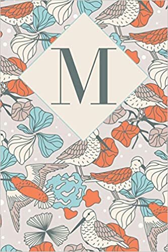indir M: Letter M Journal, Snipes With Foliage, Personalized Notebook Monogram Initial, 6 x 9
