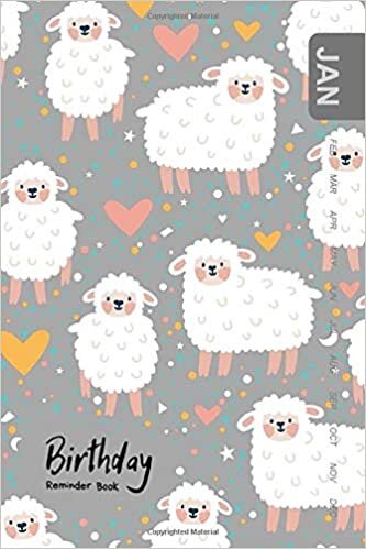 Birthday Reminder Book: 4x6 Mini Notebook for Recording Birthdays and Anniversaries | Monthly Index | Sheep Dot Heart Design Gray indir