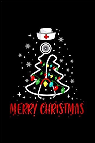 Merry Christmas Nurse Stethoscope Tree Lights Gift Notebook 114 Pages 6''x9'' College Ruled