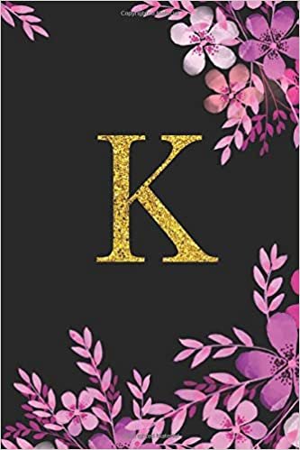 indir K. Monogram Initial K Letter Blank Lined Personalized Gift Journal Notebook. Pretty Watercolor Flower Floral Gold Letter Cover Design. 6x9. 120 Pages.