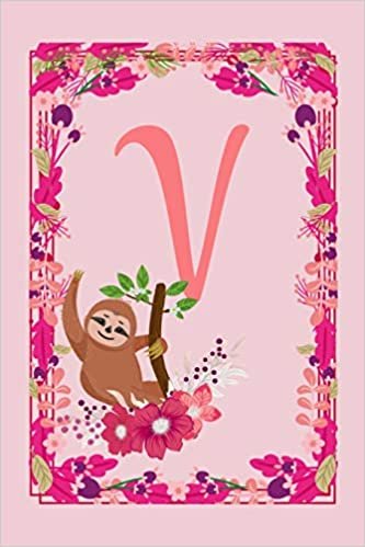 indir V: Letter V Monogram Initials Lazy Sloth Flowers Floral Notebook &amp; Journal