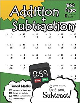 تحميل Addition + Subtraction: 100 Practice Pages - Timed Tests - KS1 Maths Workbook (Ages 5-7) - Learn to Add and Subtract - Answer Key Included