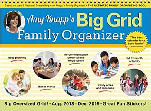 2019 Amy Knapp's Big Grid Family Organizer Wall Calendar: 17-month