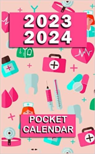 Pocket Calendar 2023-2024 for Purse: Medical Seamless Pattern Cover, 2 Year Pocket Calendar 2023-2024 For Purse With Notes Section, Contacts, Goals, Passwords And ... 4 X 6.5 Inches, for doctors and nurses