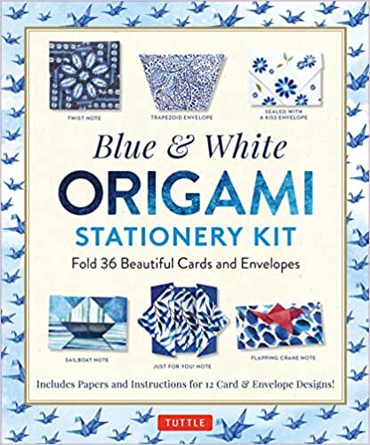 تحميل Blue &amp; White Origami Stationery Kit: Fold 36 Beautiful Cards and Envelopes: Includes Papers and Instructions for 12 Origami Note Projects