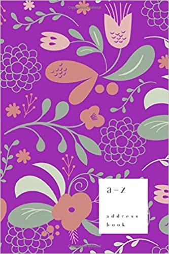 indir A-Z Address Book: 6x9 Medium Notebook for Contact and Birthday | Journal with Alphabet Index | Vintage Blooming Flower Cover Design | Purple