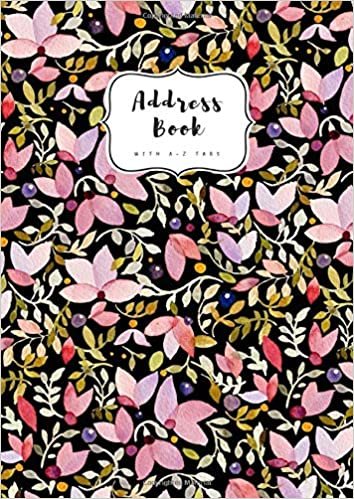indir Address Book with A-Z Tabs: A4 Contact Journal Jumbo | Alphabetical Index | Large Print | Watercolor Floral Pattern Design Black
