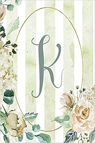 اقرأ Notebook 6"x9", Letter K, Green Stripe Floral Design الكتاب الاليكتروني 