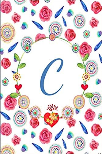 indir C: Beautiful Mandala And Rose Flower Journal, Monogram Initial Letter C Lined Paper