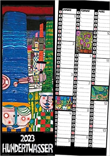 تحميل Hundertwasser Streifenkalender Art 2023: 3-Monatskalendarium