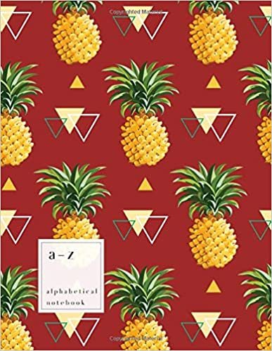 A-Z Alphabetical Notebook: 8.5 x 11 Large Ruled-Journal with Alphabet Index | Cute Pineapple Triangle Cover Design | Red indir
