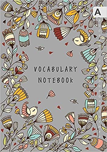 indir Vocabulary Notebook: A5 Notebook 3 Columns Medium | A-Z Alphabetical Sections | Bird Mini Heart Floral Frame Design Gray