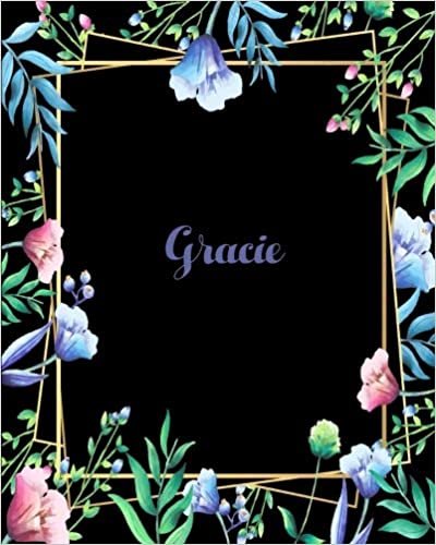 indir Gracie: 110 Pages 8x10 Inches Flower Frame Design Journal with Lettering Name, Journal Composition Notebook, Gracie