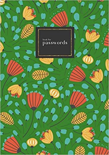 indir Book for Passwords: A5 Medium Internet Address Notebook with A-Z Alphabetical Index | Massive Pastel Floral Design | Green