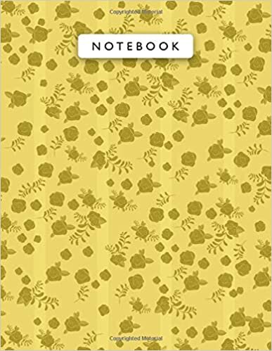 Notebook Gold (Web) (Golden) Color Mini Vintage Rose Flowers Lines Patterns Cover Lined Journal: College, Monthly, Journal, 8.5 x 11 inch, Planning, A4, Work List, Wedding, 110 Pages, 21.59 x 27.94 cm