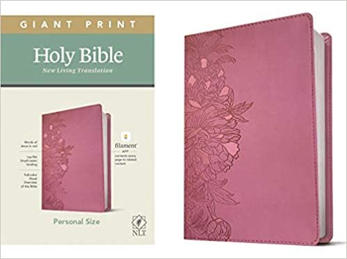 Holy Bible: Nlt Personal Size Giant Print Bible, Filament Enabled Edition Red Letter, Leatherlike, Peony Pink
