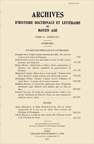 Archives d'Histoire Litteraire Et Doctrinale Du Moyen-Age LXXVIII - 2011: 78 (Archives D'Histoire Doctrinale Et Litteraire Du Moyen-Age) indir