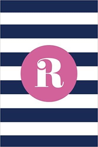 indir R (6x9 Journal): Lined Writing Notebook with Monogram, 120 Pages – Preppy Navy Blue Stripes with Peony Pink (Striped Monogram, Band 18): Volume 18