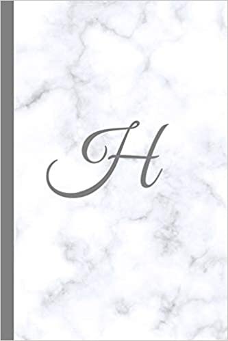 indir H: Letter H Monogram Marble Journal with White &amp; Grey Marble Notebook Cover, Stylish Gray Personal Name Initial, 6x9 inch blank lined college ruled diary, perfect bound Glossy Soft Cover