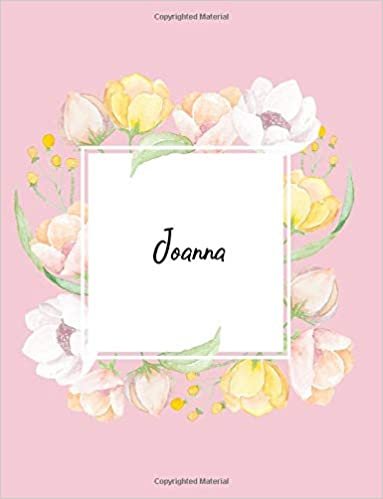 Joanna: 110 Ruled Pages 55 Sheets 8.5x11 Inches Water Color Pink Blossom Design for Note / Journal / Composition with Lettering Name,Joanna indir
