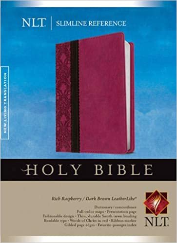 Holy Bible: New Living Translation, Rich Raspberry/Dark Brown, Leatherlike, Slimline Reference