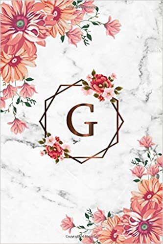 G: Cute Initial Monogram Letter G College Ruled Notebook. Personalized Name Journal & Diary with Medium Lined Pages for Writing & Notes for Girls and Women - Nifty Grey Marble Floral Print indir