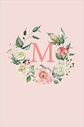indir M: A Soft Pink Floral Wreath Monogram Sketchbook | 110 Sketchbook Pages (6 x 9) | Floral Watercolor Monogram Sketch Notebook | Personalized Initial Letter Journal | Monogramed Sketchbook
