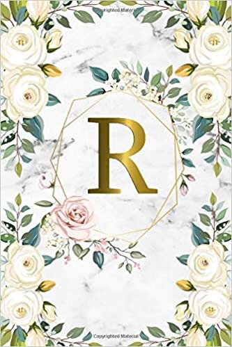 indir R: Pretty Floral Monogram Initial R College Ruled Notebook for Women, Girls &amp; School - Personalized Medium Lined Marble &amp; Gold Journal &amp; Diary.
