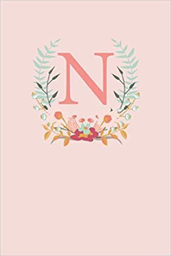 indir N: A Simple Pink Floral Wreath Monogram Sketchbook | 110 Sketchbook Pages (6 x 9) | Floral Watercolor Monogram Sketch Notebook | Personalized Initial Letter Journal | Monogramed Sketchbook