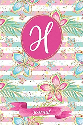 H Journal: Tropical Journal, personalized monogram initial H blank lined notebook | Decorated interior pages with tropical flowers indir