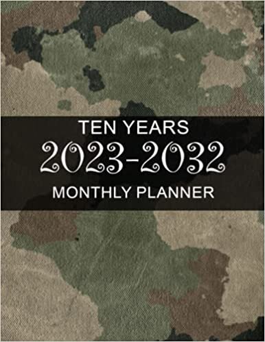 ダウンロード  Planner 2023-2032: Green Camouflage Ten Year Monthly Planner- 10 Years At a Glance 120 Months Yearly Monthly & Weekly Schedule Organizer ... (Large 10 Years Calendar Planner 2023-2032) 本