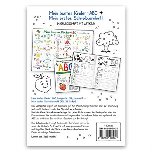 indir Mein buntes Kinder-ABC-Set Grundschrift mit Artikeln: Lernposter DINA 4 laminiert + Schreiblernheft DINA 5